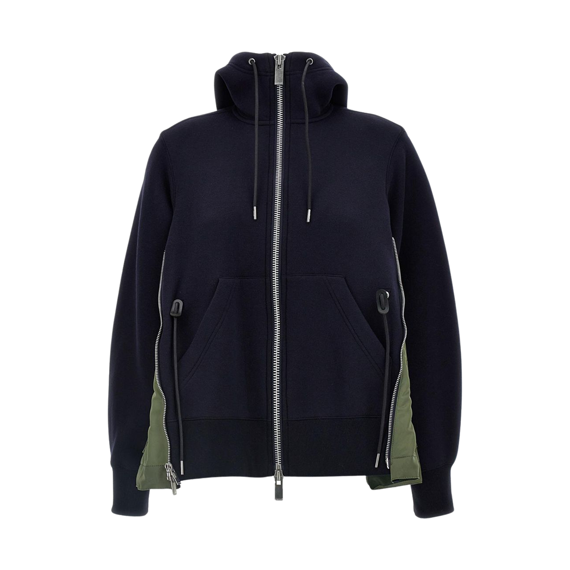 (W) 사카이 스폰지 스웨트 나일론 트윌 후드 네이비 카키((W) Sacai Sponge Sweat Nylon Twill Hoodie Navy Khaki)