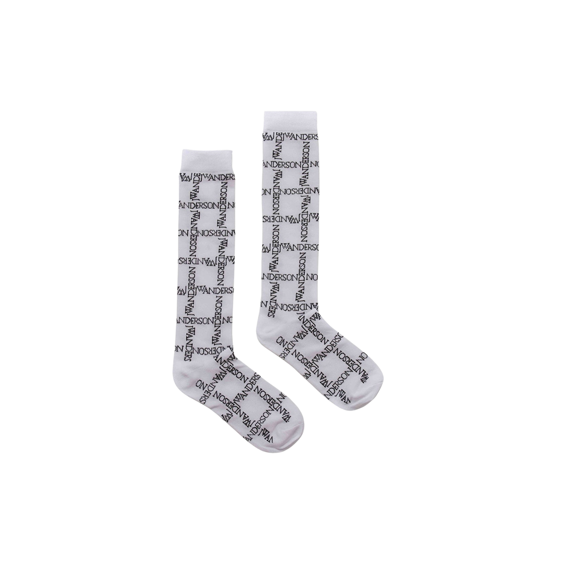 KW0589YN0180903 JW Anderson Long Socks with Logo Grid White Black