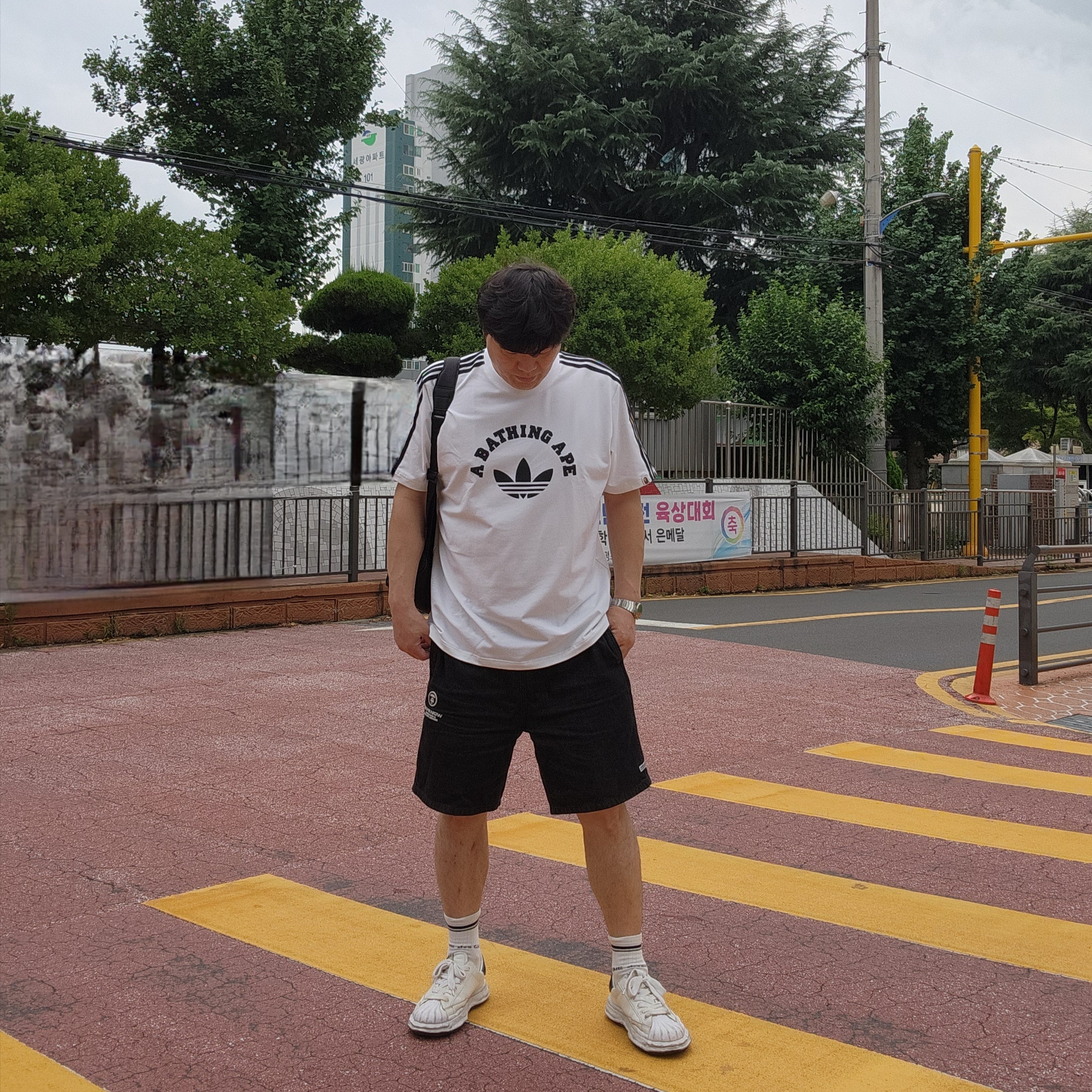 Adidas x BAPE T-Shirt White - US Sizing 착용 스타일