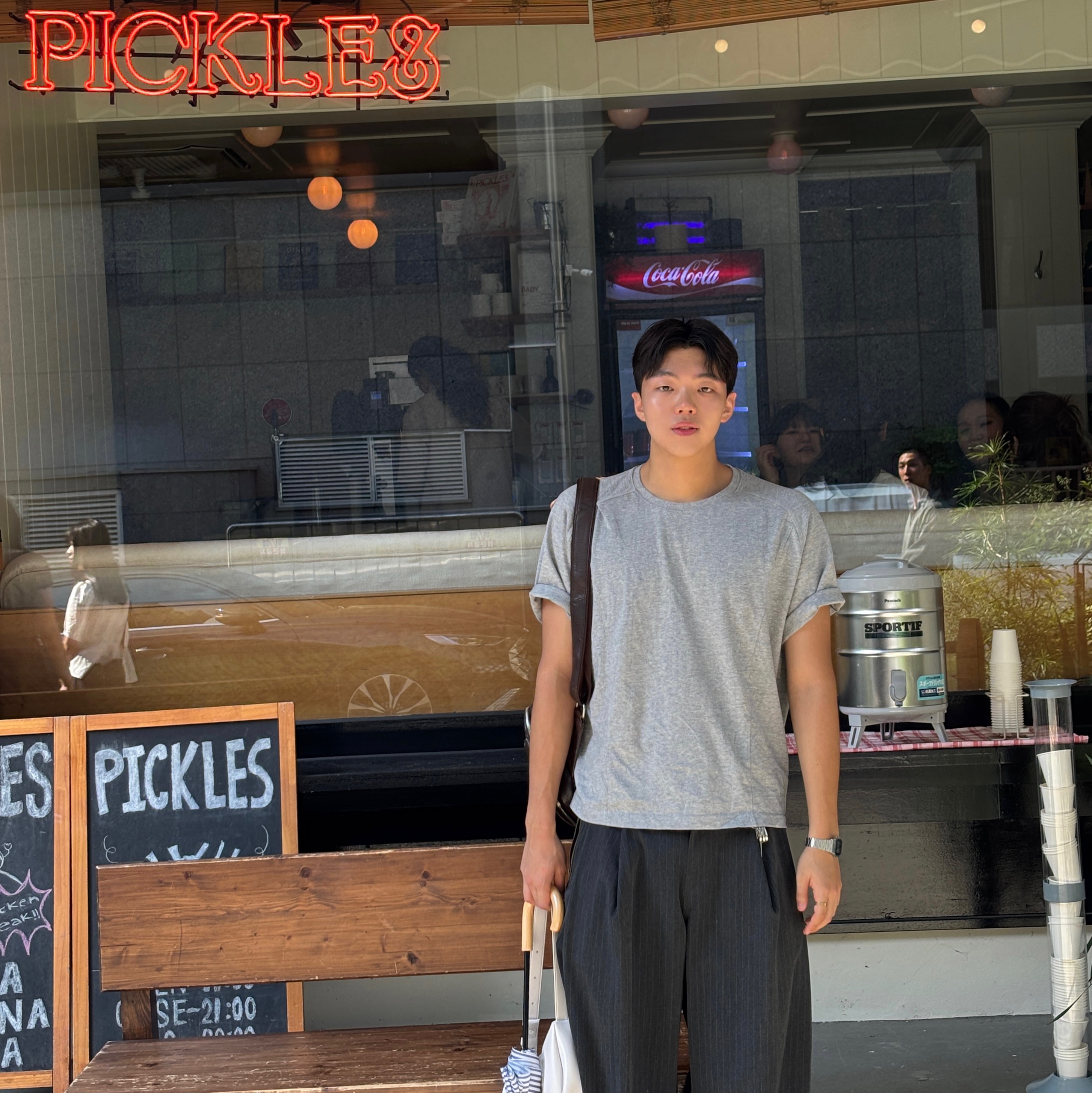 Begin202 Rock Link Pants Charcoal Stripe, Casio A-158WA-1 착용 스타일