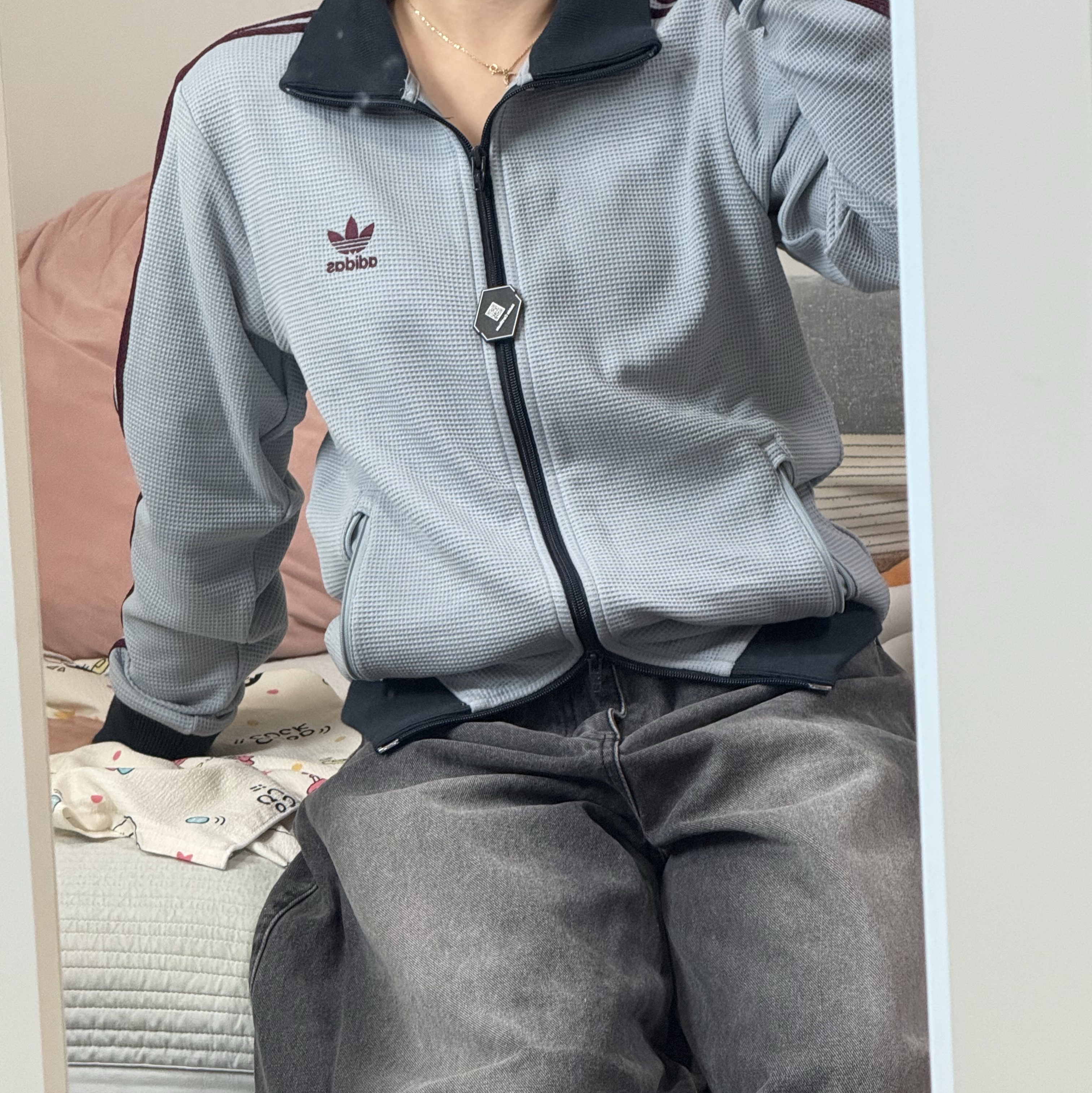 Adidas Originals Track Top Light Grey - KR Sizing 착용 스타일 - 2