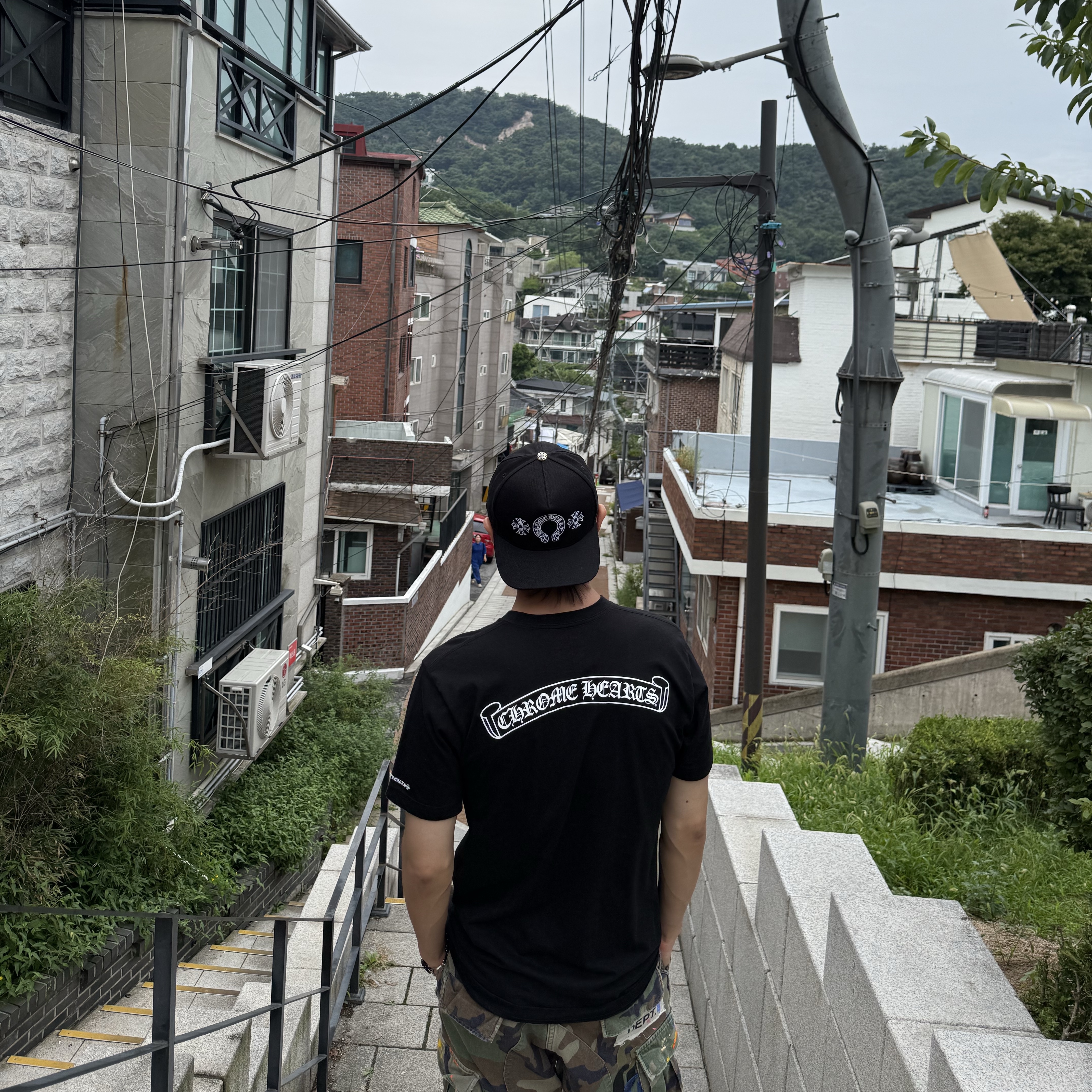Chrome Hearts Horseshoe Denim Baseball Hat Black 착용 스타일 - 1