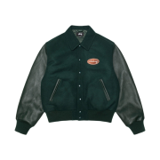 Stussy Script Oval Varsity Jacket Green