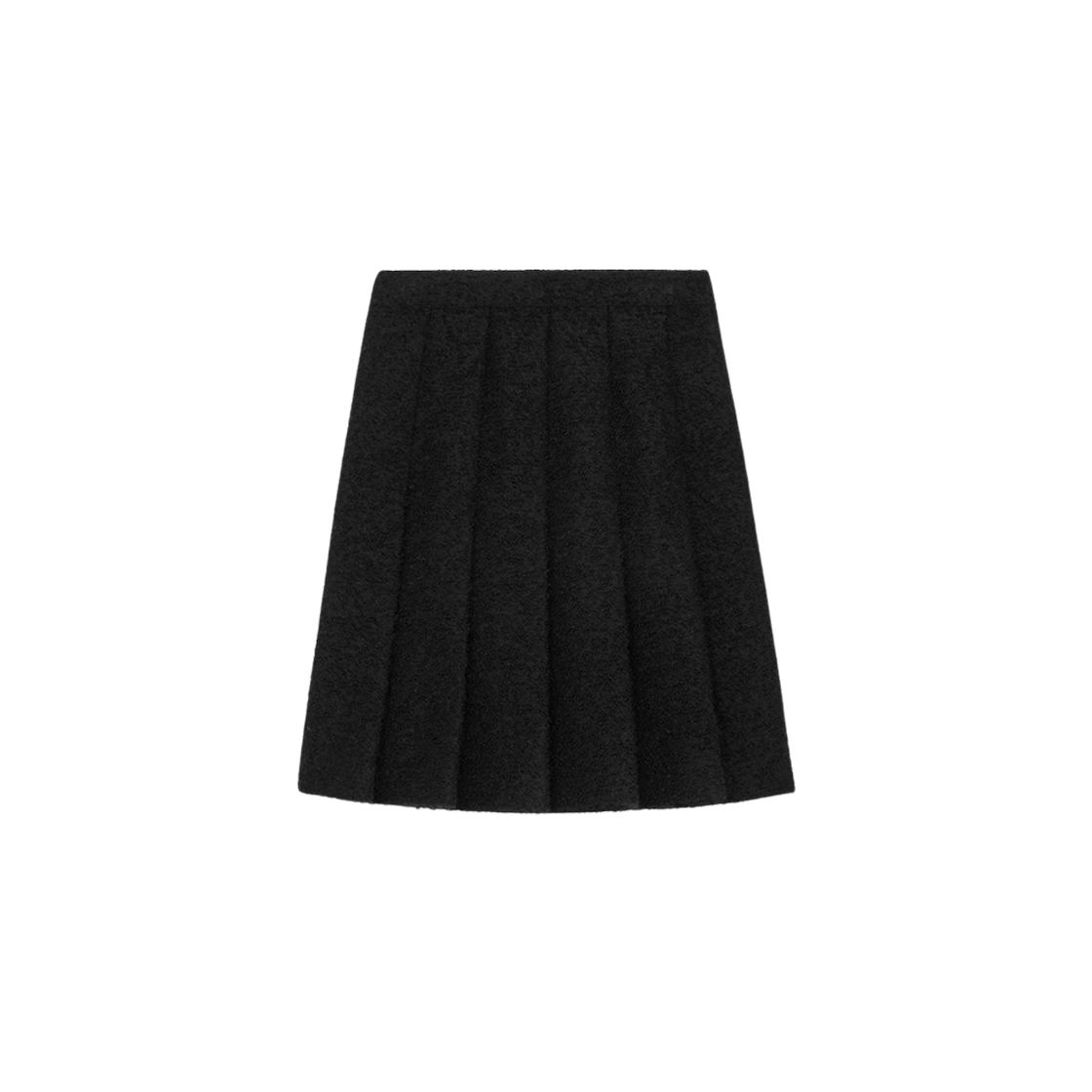 RJ02V333J-38NO (W) Celine Pleated Skirt in Bouclette Natte Black