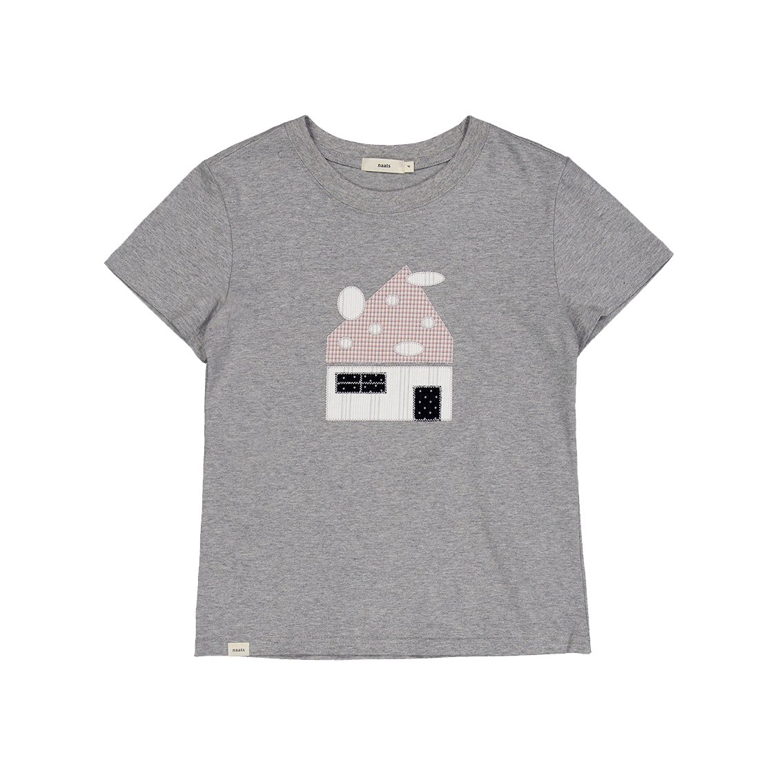 나츠 도트 홈 패치 티셔츠 멜란지 그레이(Naats Dot Home Patch T-Shirt Melange Gray)