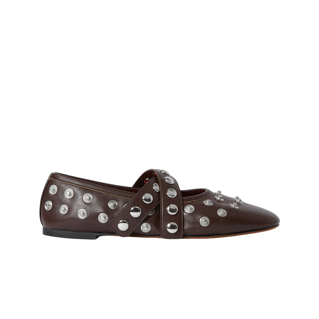 810567APADE02017 (W) Stella McCartney Ryder Popper Studded Ballet Flats Moka