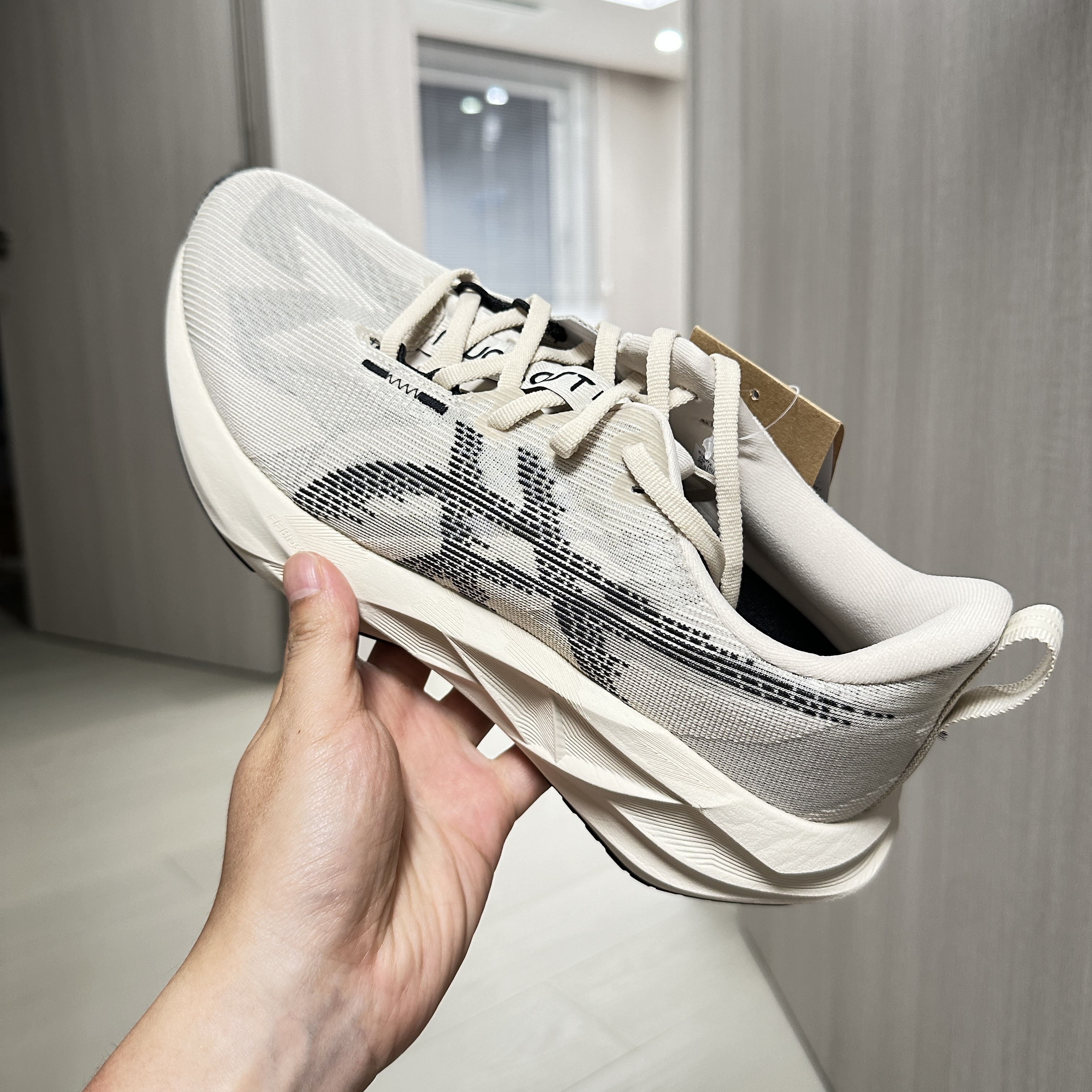 Asics Novablast 5 Oatmeal Black - D Standard 착용 스타일 - 2