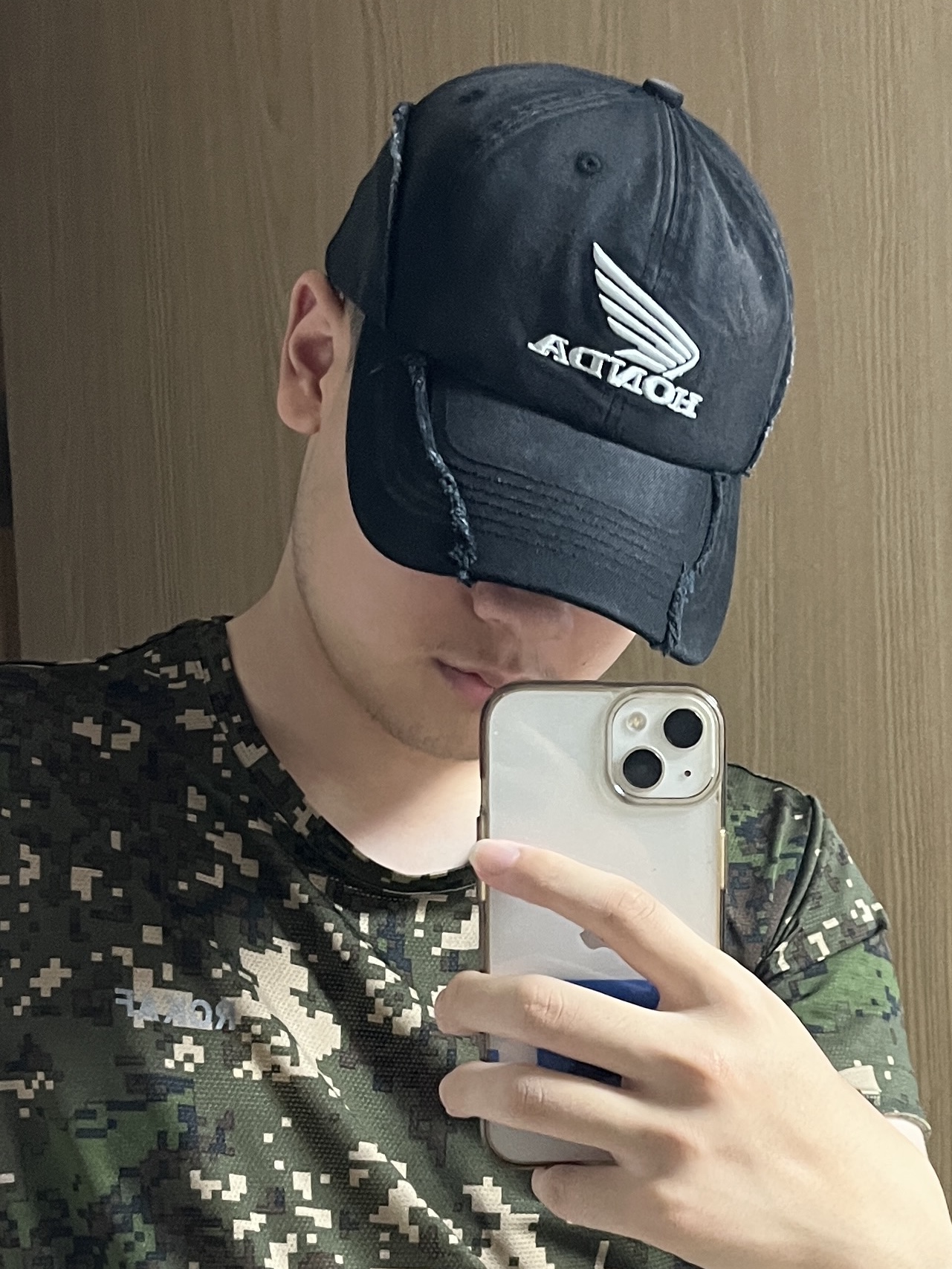 Honda Vintage Cutoff Cap Black 착용 스타일