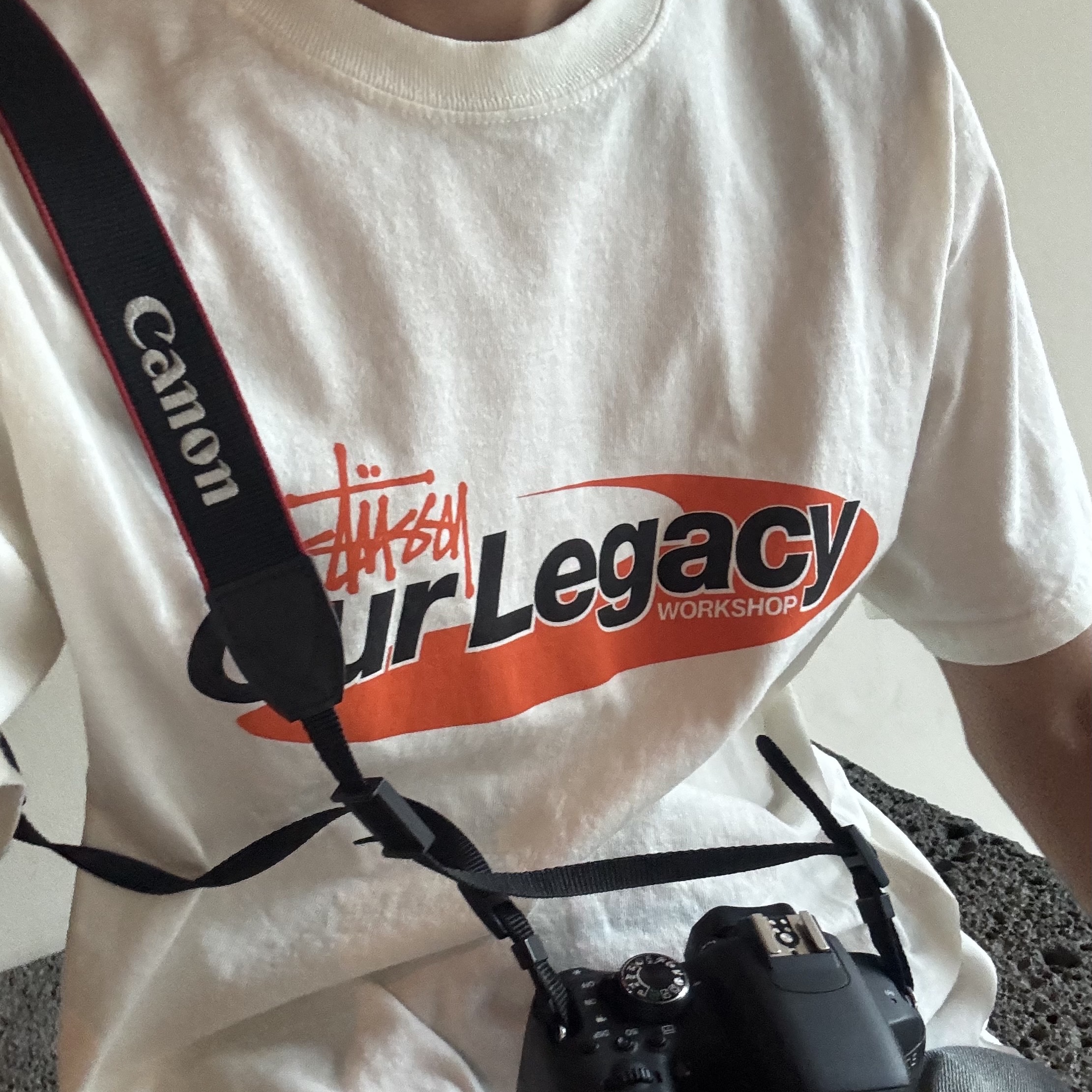 Stussy x Our Legacy Work Shop Swirl Pigment Dyed T-Shirt Natural 착용 스타일