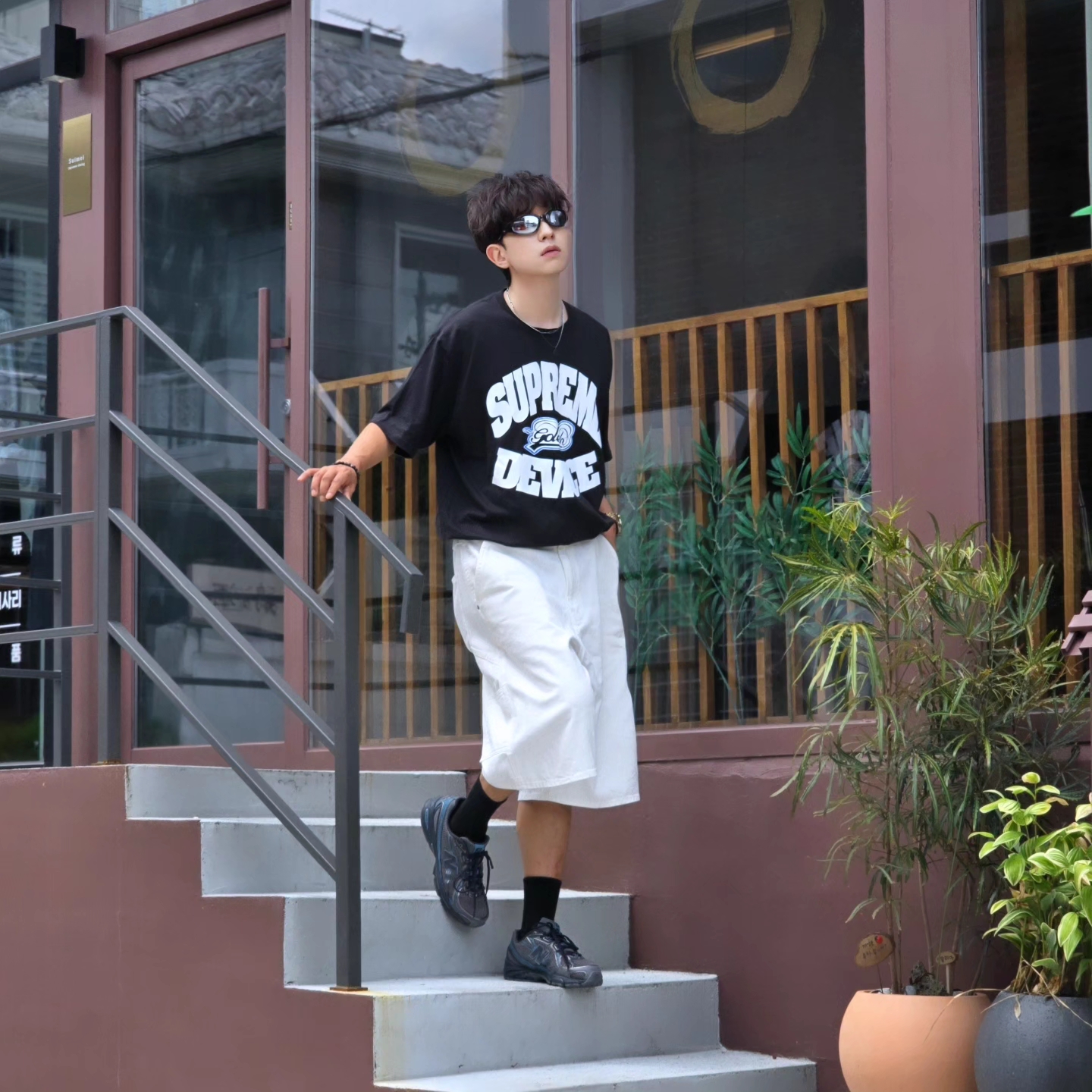 Supreme x GOODENOUGH Device T-Shirt Black - 25SS, Samsung Galaxy Watch6 44mm LTE Silver (Korean Ver.) 착용 스타일 - 2