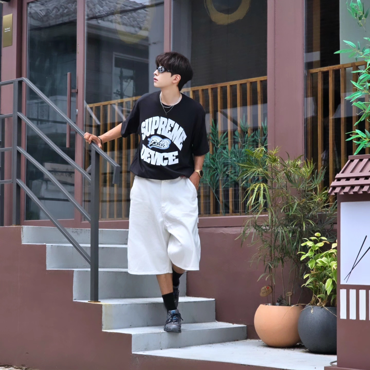 Supreme x GOODENOUGH Device T-Shirt Black - 25SS, Samsung Galaxy Watch6 44mm LTE Silver (Korean Ver.) 착용 스타일 - 1