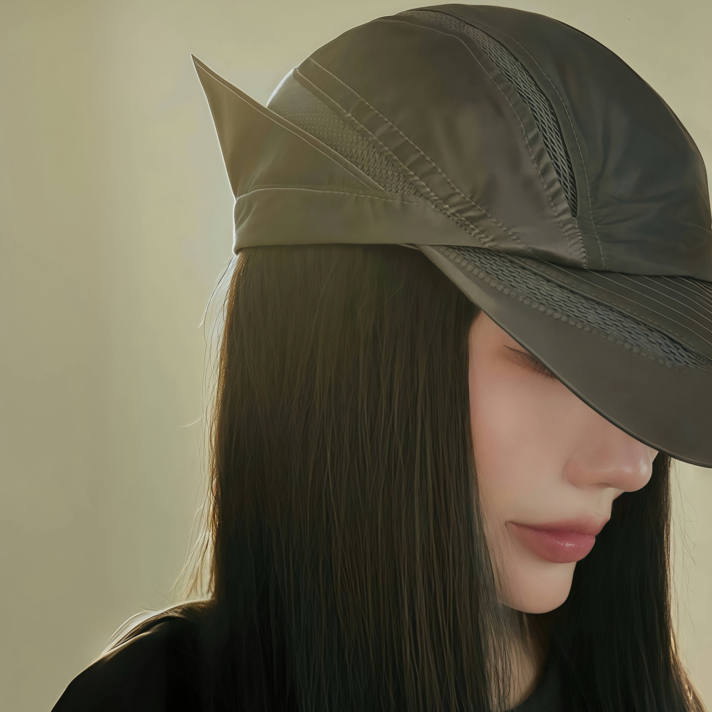 Atiissu Wing Cap Grey 착용 스타일 - 2