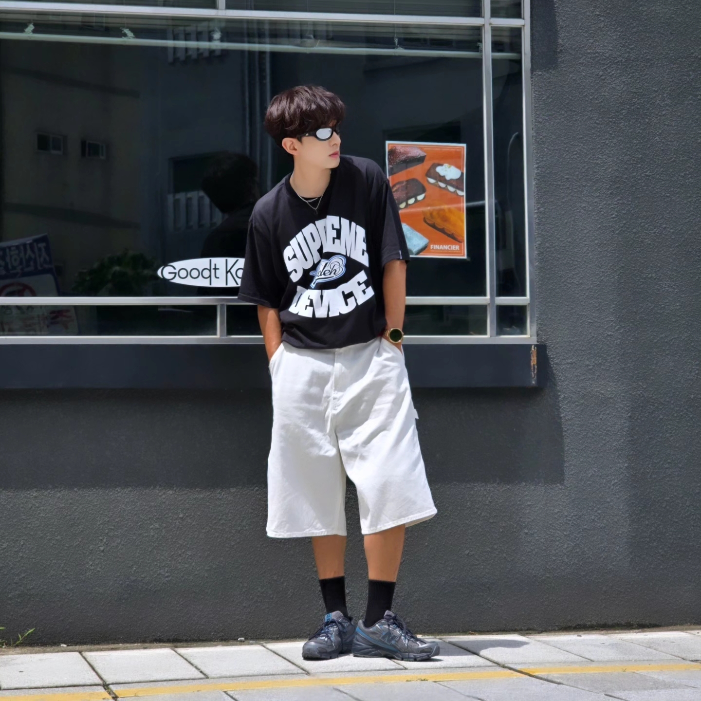 Supreme x GOODENOUGH Device T-Shirt Black - 25SS, Samsung Galaxy Watch6 44mm LTE Silver (Korean Ver.) 착용 스타일 - 4
