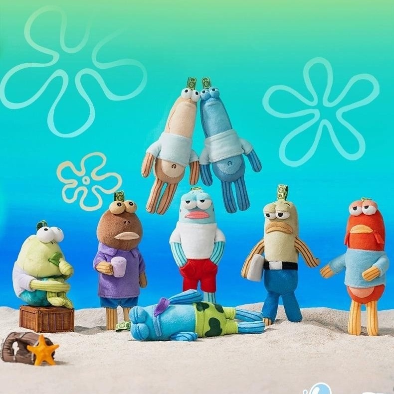 Pop Mart Bikini Bottom Buddies Whimsical Plush (6 Blind Boxes), Pop Mart Bikini Bottom Buddies Whimsical Plush Limp Fish (Opened Case) 착용 스타일 - 3