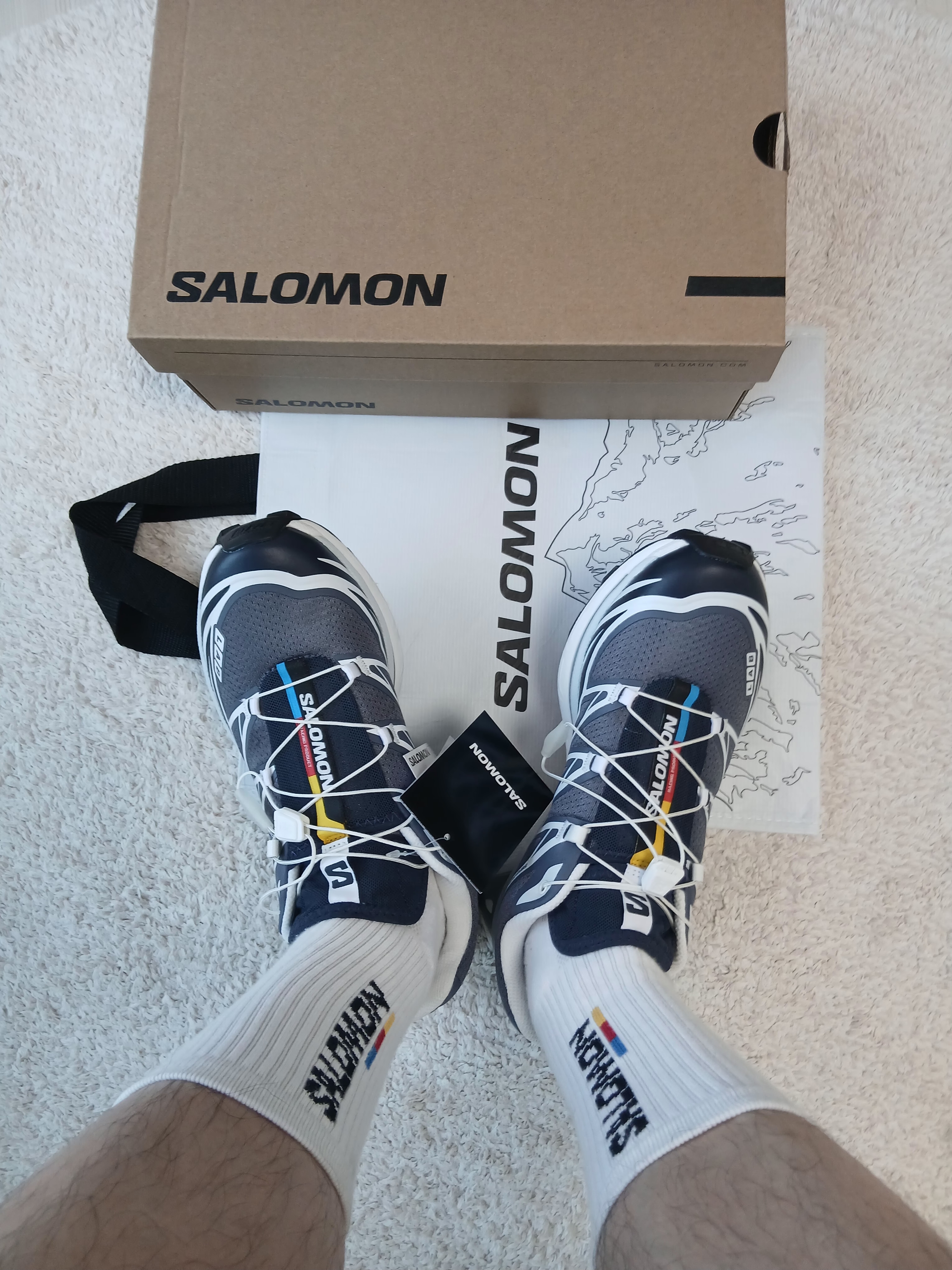 Salomon XT-6 Grisaille Blue Night, Salomon XT-6 GTX Black Silver 착용 스타일 - 1