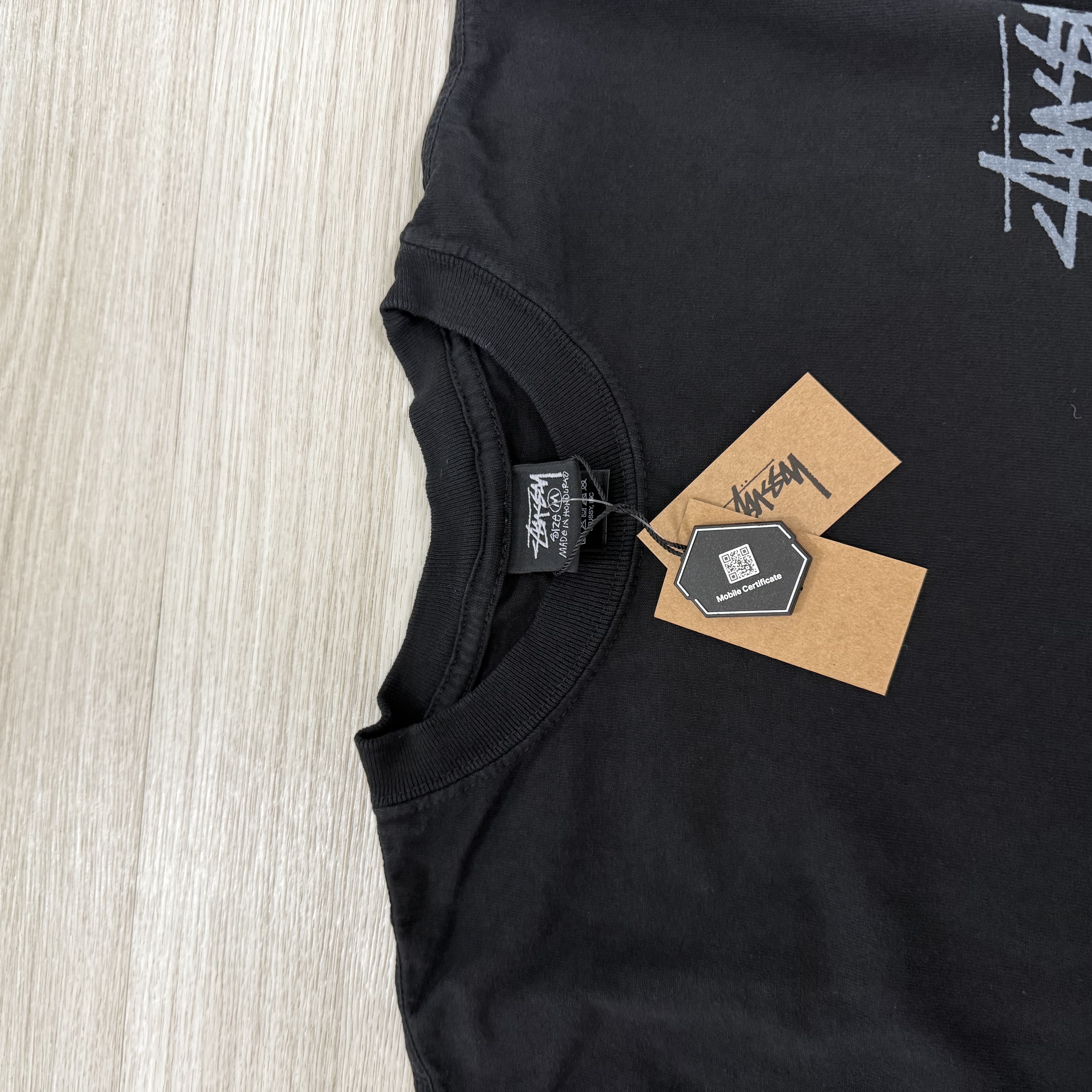 Stussy Pigment Dyed Classic Gear T-Shirt Black 착용 스타일