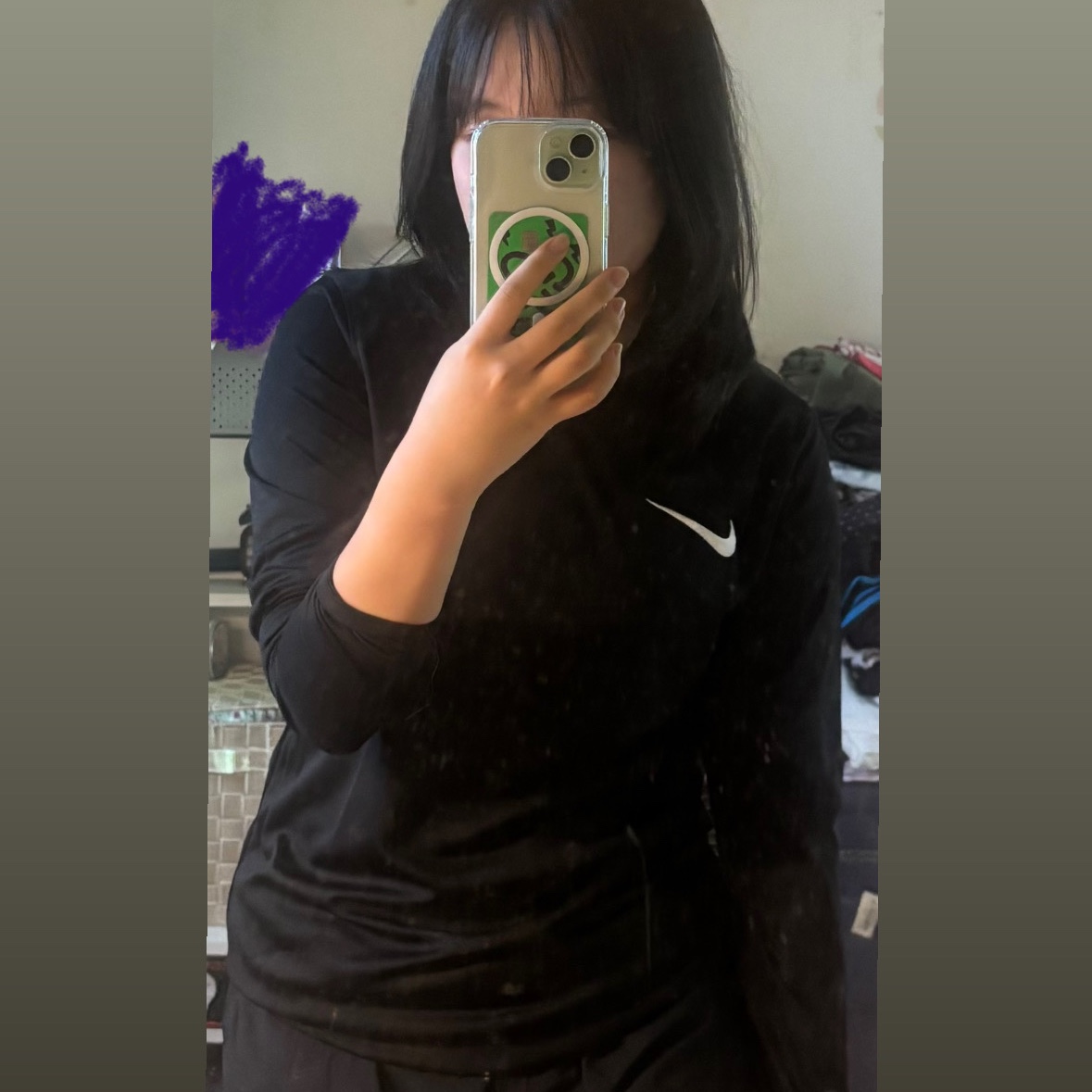 Nike Park 7 Long Sleeve Top Black, (W) Nike One Dri-Fit Mid Rise 3 Inch 2-In-1 Shorts Black - Asia 착용 스타일