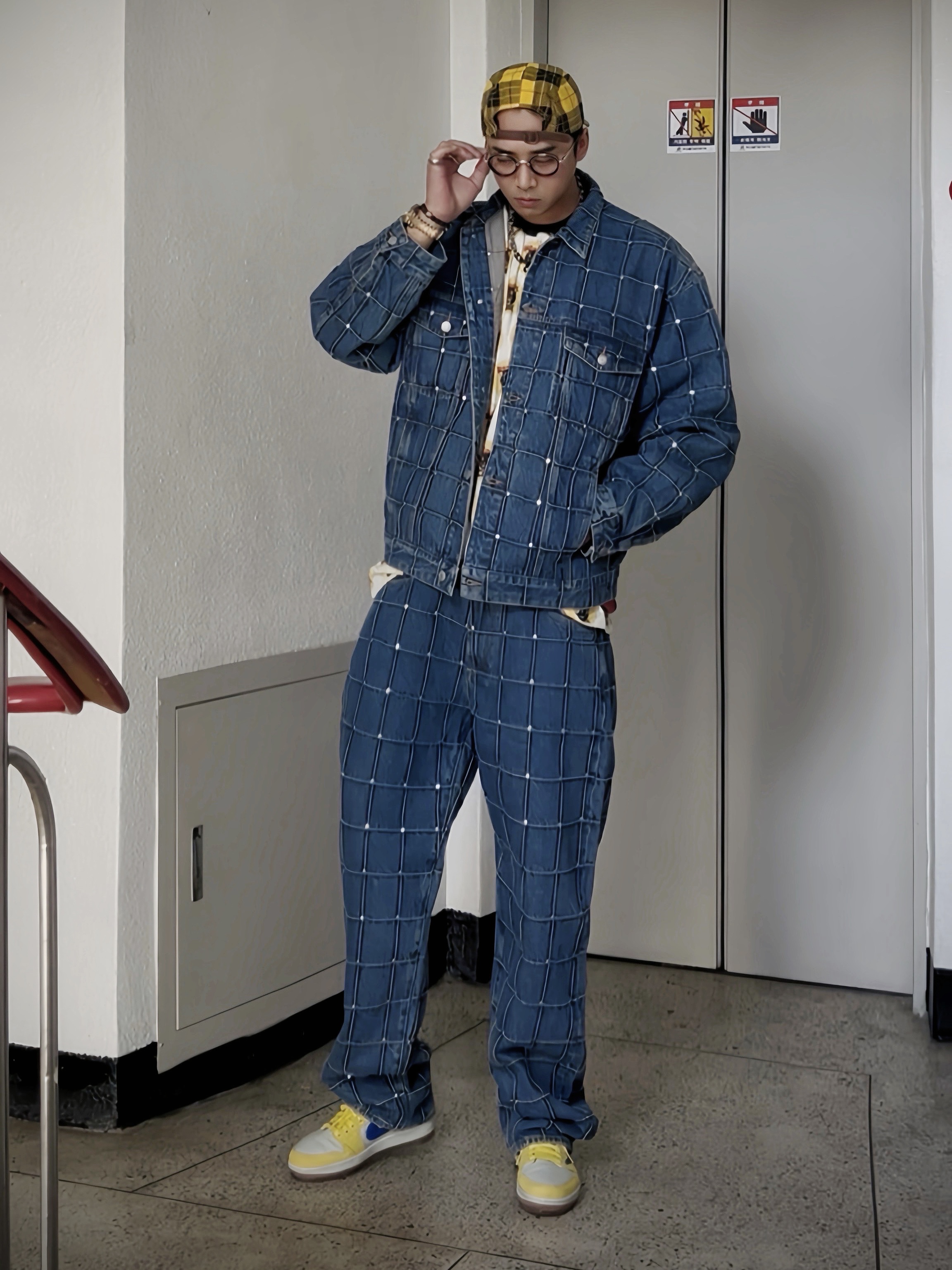 Supreme Washed Chino Twill Camp Cap Yellow Tartan - 20FW, Chrome Hearts SEX T-9 Black Shiny Silver 착용 스타일 - 1