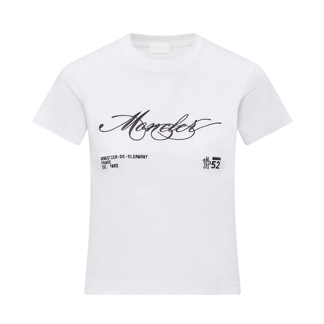 K2-093-8C00005-89AJS-00A (W) Moncler Embroidered Cursive Logo Cotton T-Shirt White - 25FW
