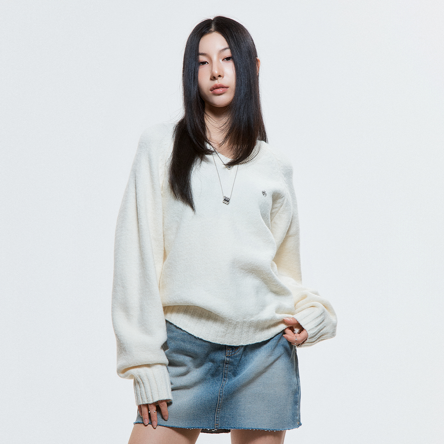 디오스피스 라글란 니트 아이보리(DAUSPICE Raglan Knit Ivory) - 2