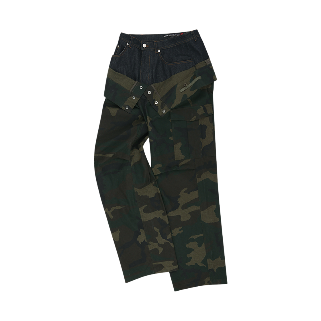 apa853u(NAVY/GREEN) ADSB ANDERSSON BELL Unisex Camouflage Double Waist Work Wide-Leg Jeans Navy Green