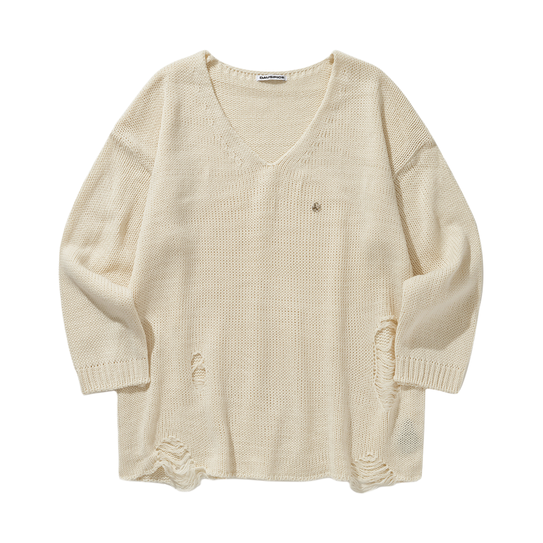 디오스피스 데미지드 루즈핏 니트 아이보리(DAUSPICE Damaged Loose-Fit Knit Ivory)