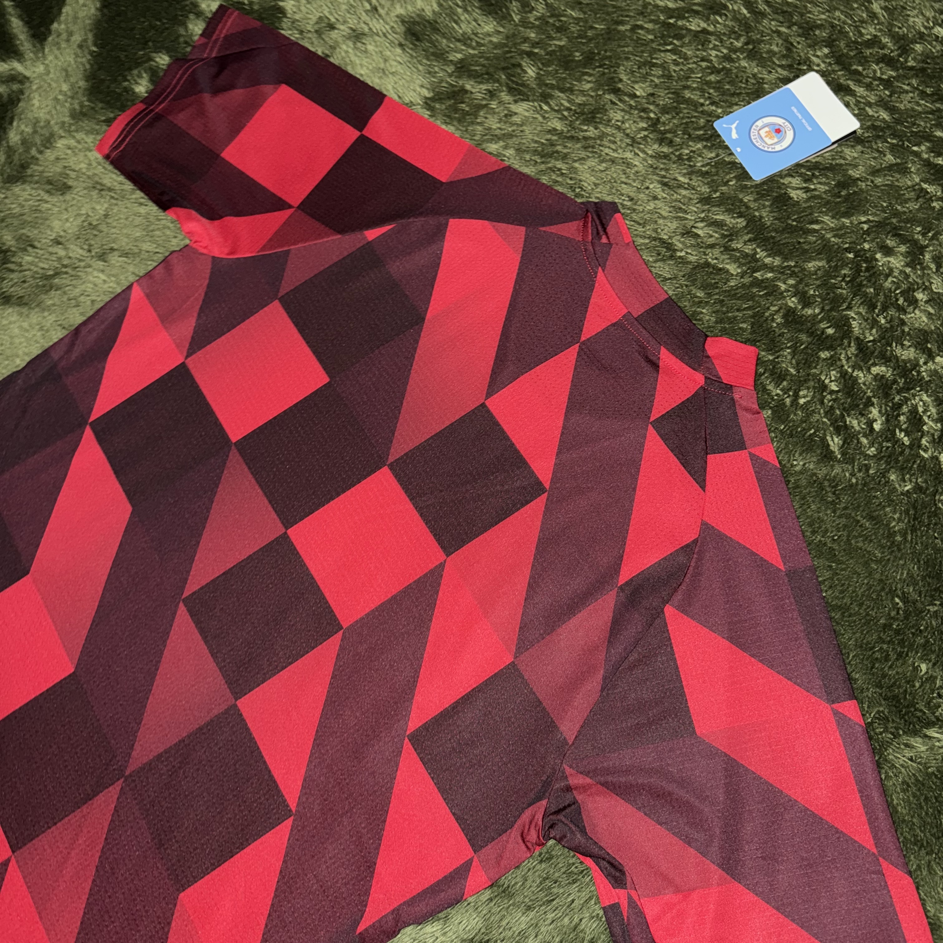 Puma 2022/23 Manchester City Prematch Short Sleeve Jersey Tango Red Black 착용 스타일 - 8