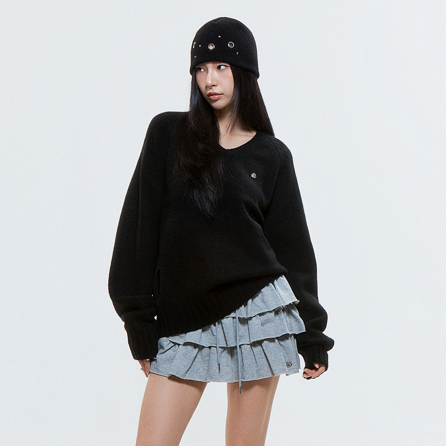 디오스피스 라글란 니트 블랙(DAUSPICE Raglan Knit Black) - 2