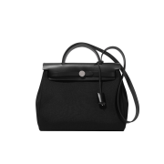 Hermes Herbag Zip 31 Bag Military Canvas Hunter Cowhide & Palladium Noir