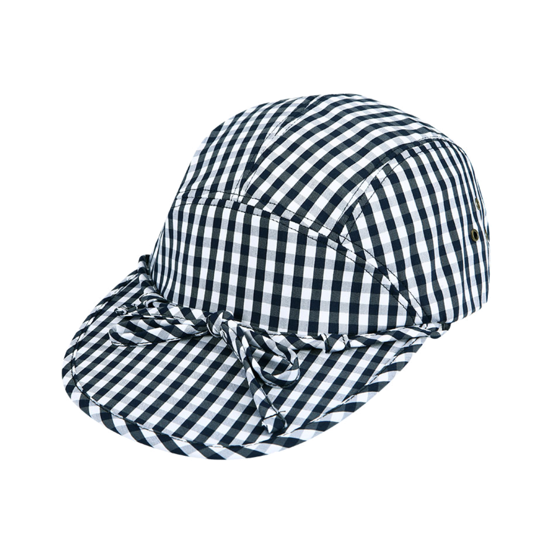 YPA25SSDRCAPNV YOUCHE PRET A PORTER DR Gingham Check Duck Cap Navy