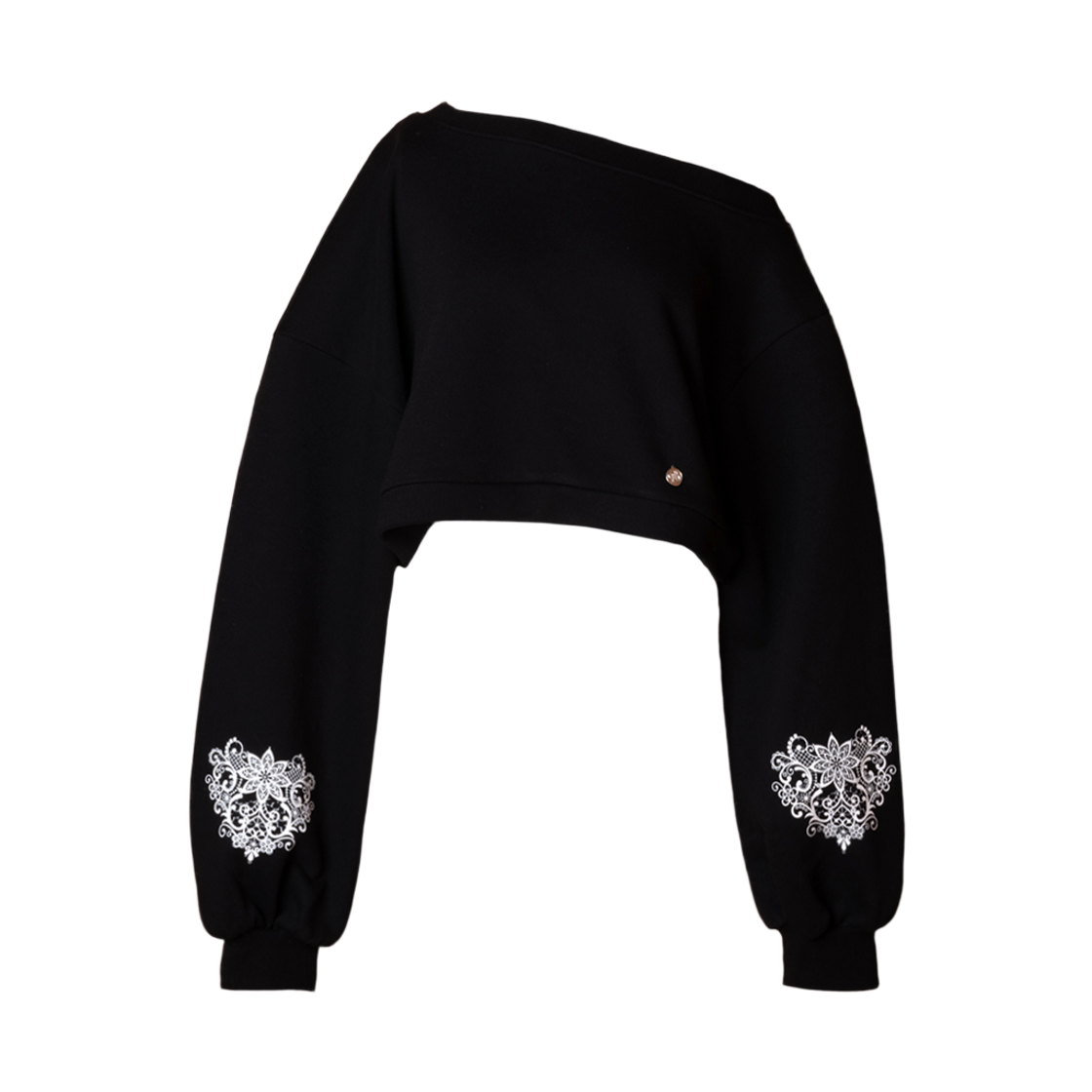DTOSCSS2509 Don't Ask My Plan One-Shoulder Crop Sweatshirt-Black