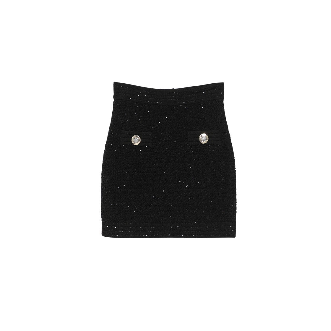 (W) 발망 숏 트위드 스커트 블랙((W) Balmain Short Tweed Skirt Black)