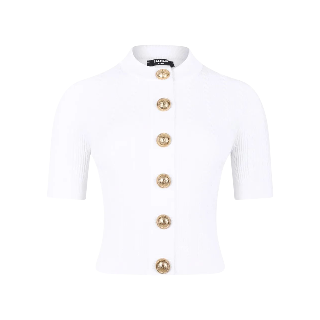 (W) 발망 립드 버튼 가디건 화이트((W) Balmain Ribbed Button Cardigan White)