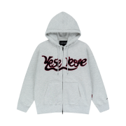 YESEYESEE Y.E.S Snail Logo Zip-up Hoodie Light Grey
