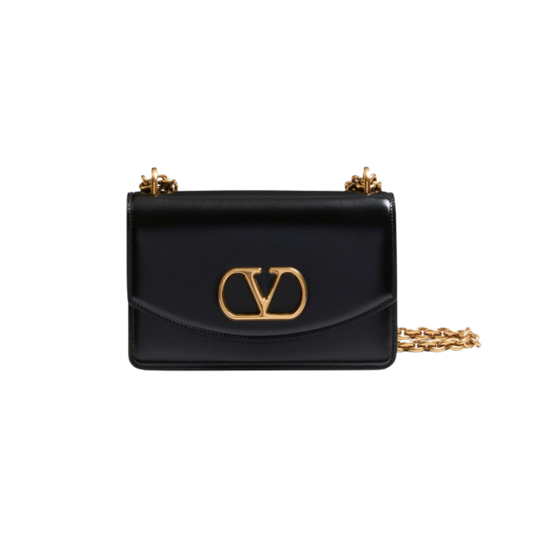 B0R17GCB0NO Valentino Vlogo Signature Leather Shoulder Bag Black