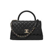 Chanel Large Flap Bag with Top Handle Grained Calfskin & Gold Black