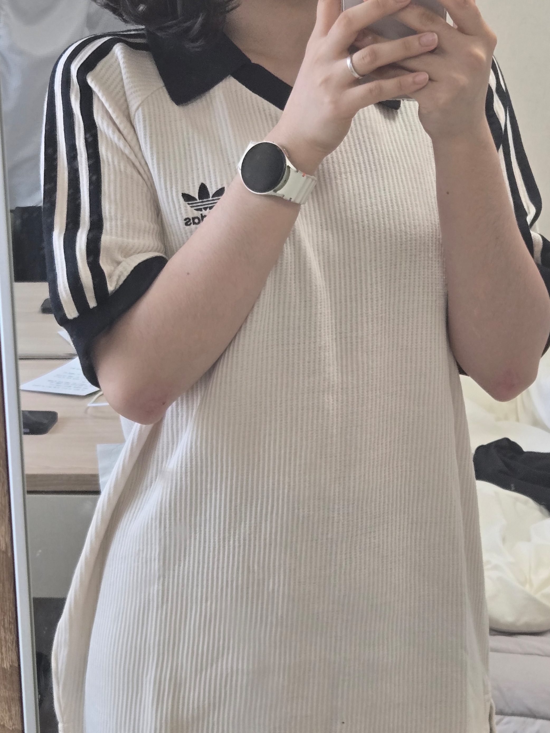 Adidas Originals Waffle Short Sleeve Polo Shirt Wonder White - KR Sizing 착용 스타일