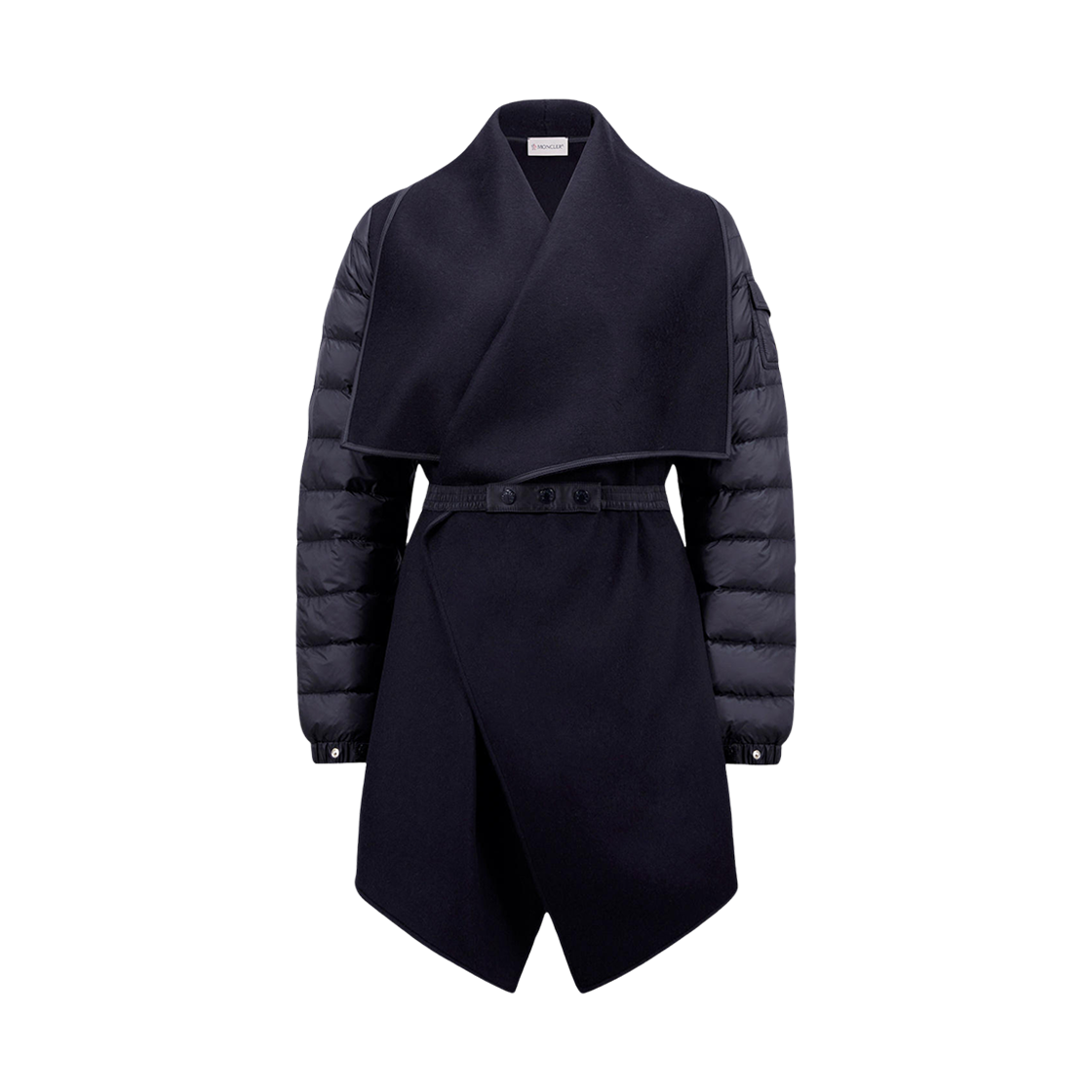 (W) 몽클레르 패딩 울 펠트 케이프 다크 블루 - 25SS((W) Moncler Padded Wool Felt Cape Dark Blue - 25SS) - 1