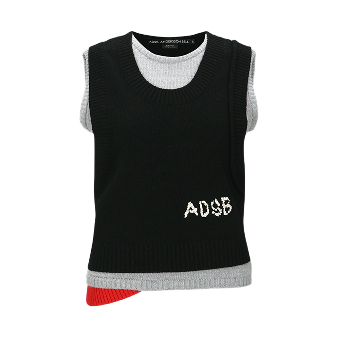 ADSB 앤더슨벨 트레스 레이어드 슬리브리스 탑 블랙