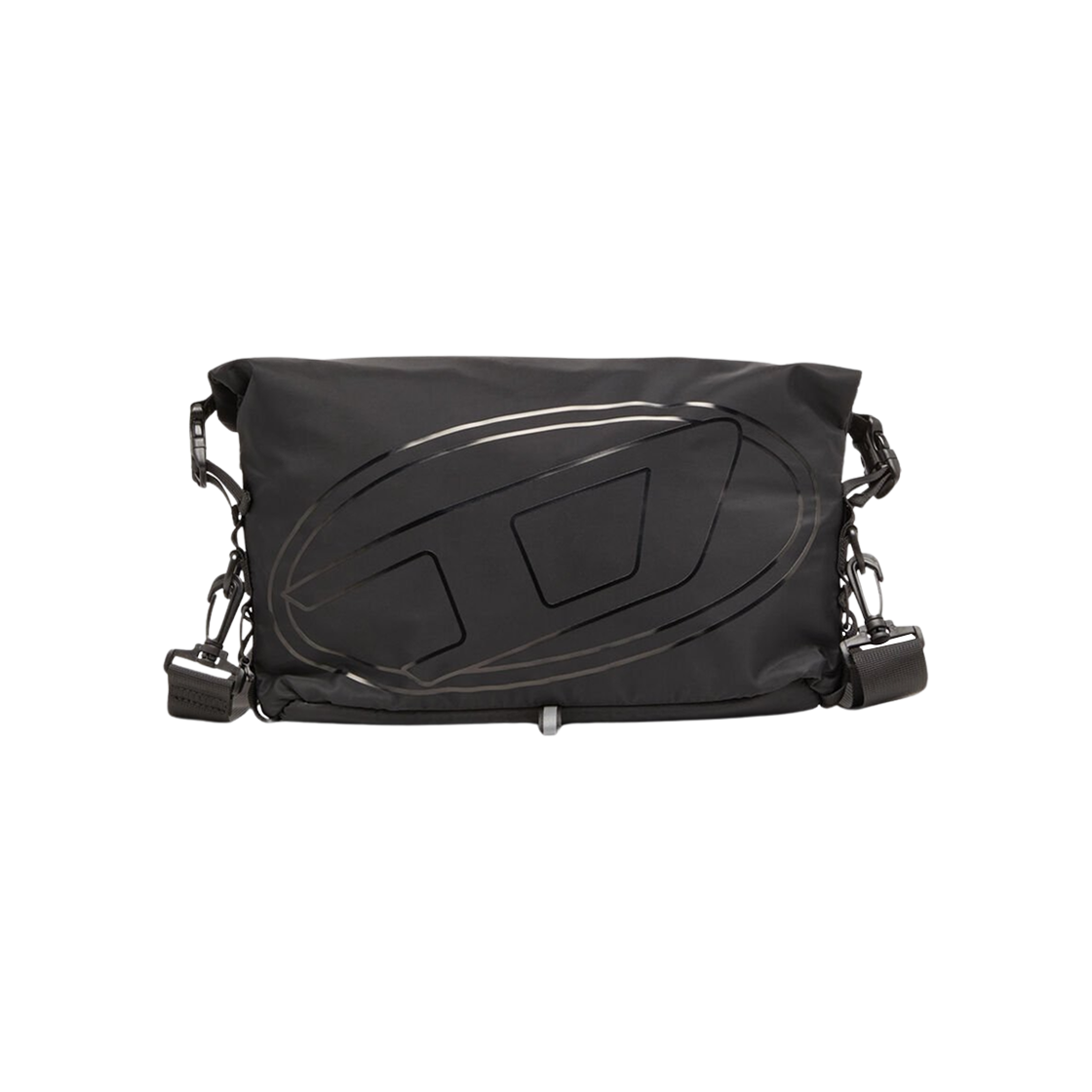 디젤 오발 D 프린트 드레이프-나일론 크로스바디백 블랙(Diesel Drape-Nylon Crossbody Bag Oval D Print Black)
