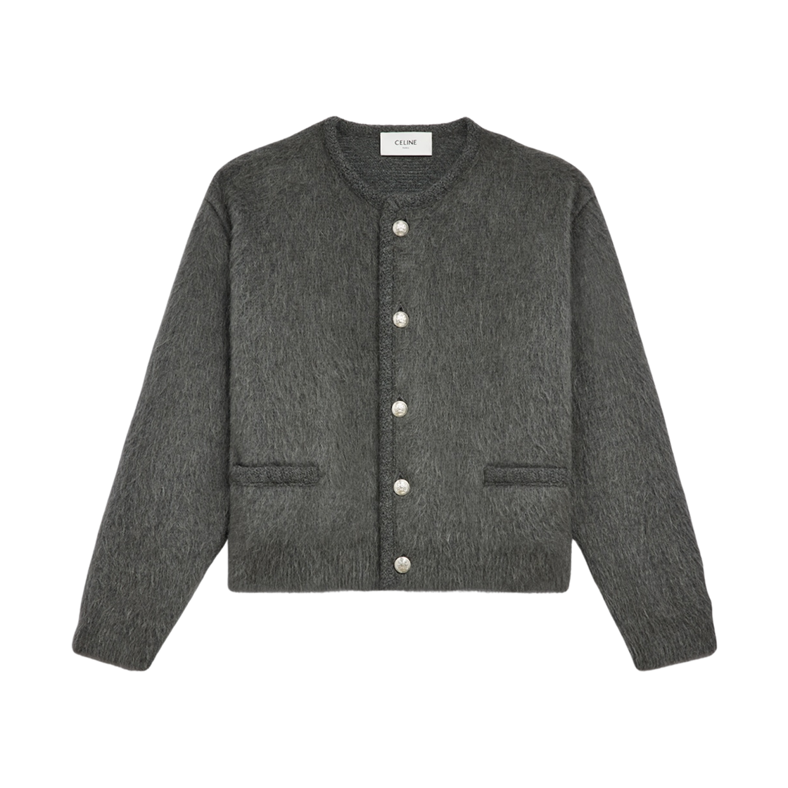 (W) 셀린느 가디건 자켓 브러쉬드 모헤어 다크 그레이((W) Celine Cardigan Jacket in Brushed Mohair Dark Grey) - 1