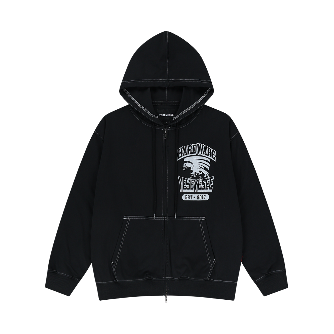 예스아이씨 예스 싱글 스티치 후디 블랙
