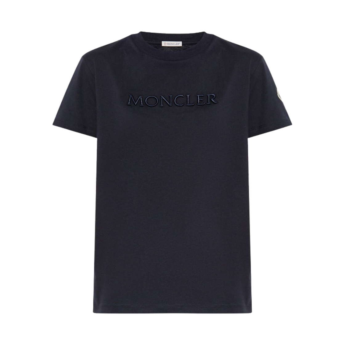 K1-093-8C00008-89AUO-778 (W) Moncler Embroidered Tonal Logo Cotton T-Shirt Navy Blue - 25SS