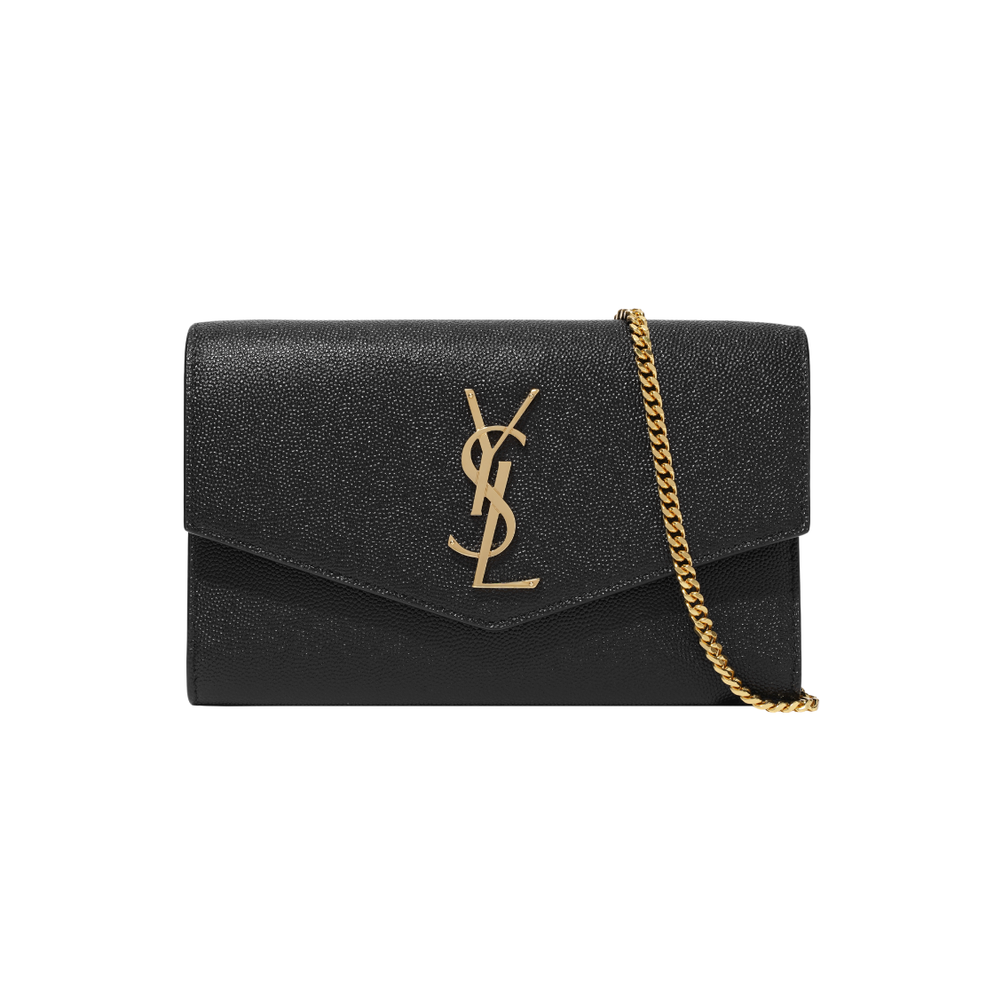 생로랑 그랑드 뿌드르 엠보스드 레더 업타운 체인 지갑 블랙(Saint Laurent Uptown Chain Wallet in Grain De Poudre Embossed Leather Black)