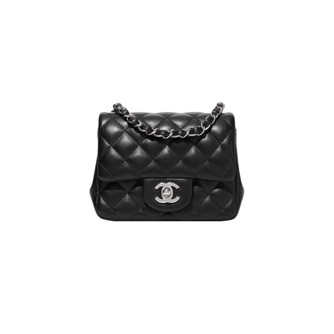 A35200-Y01480-94305 Chanel Mini Flap Bag Lambskin & Silver Black