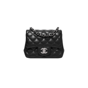 Chanel Mini Flap Bag Lambskin & Silver Black