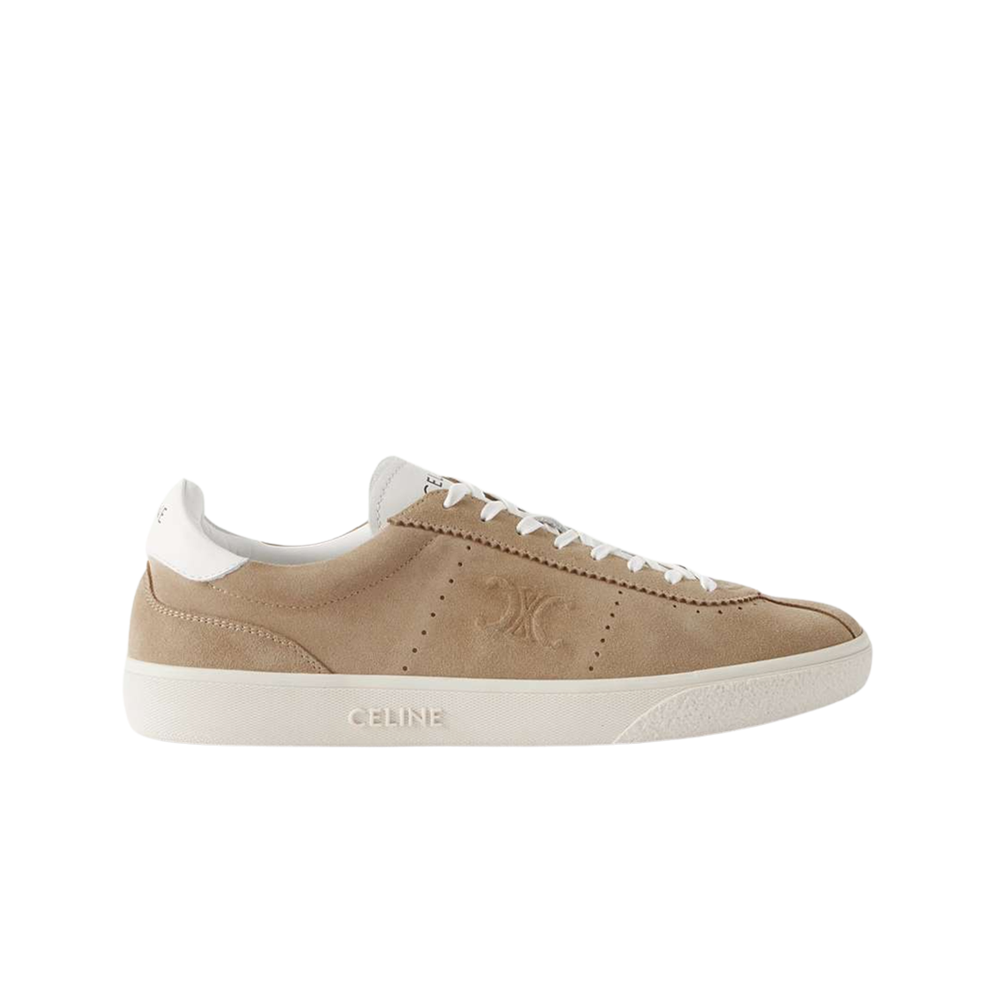 364665218C-02BG Celine Logo Suede Sneakers Beige