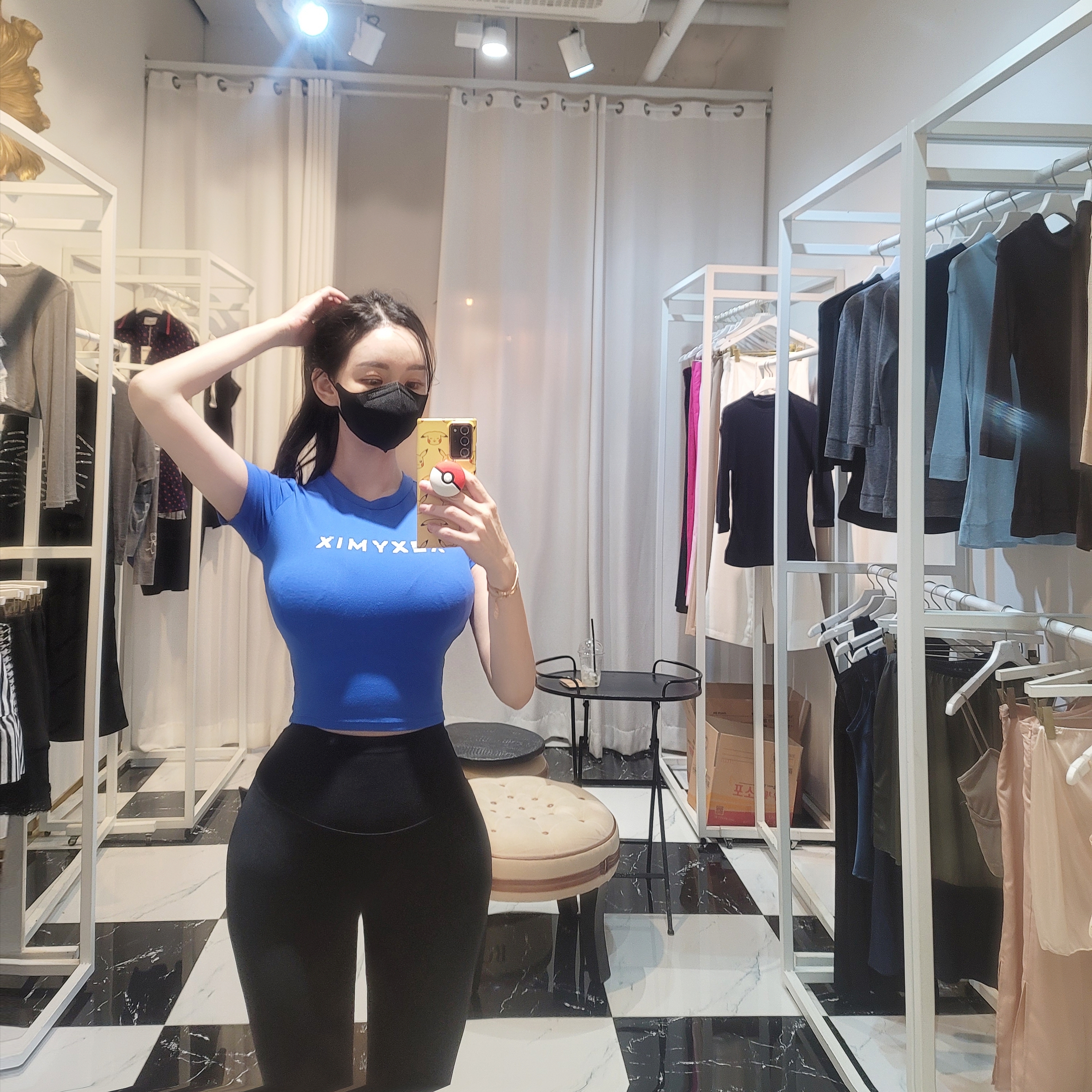 (W) Xexymix Black Label Signature 380N Leggings Black 착용 스타일