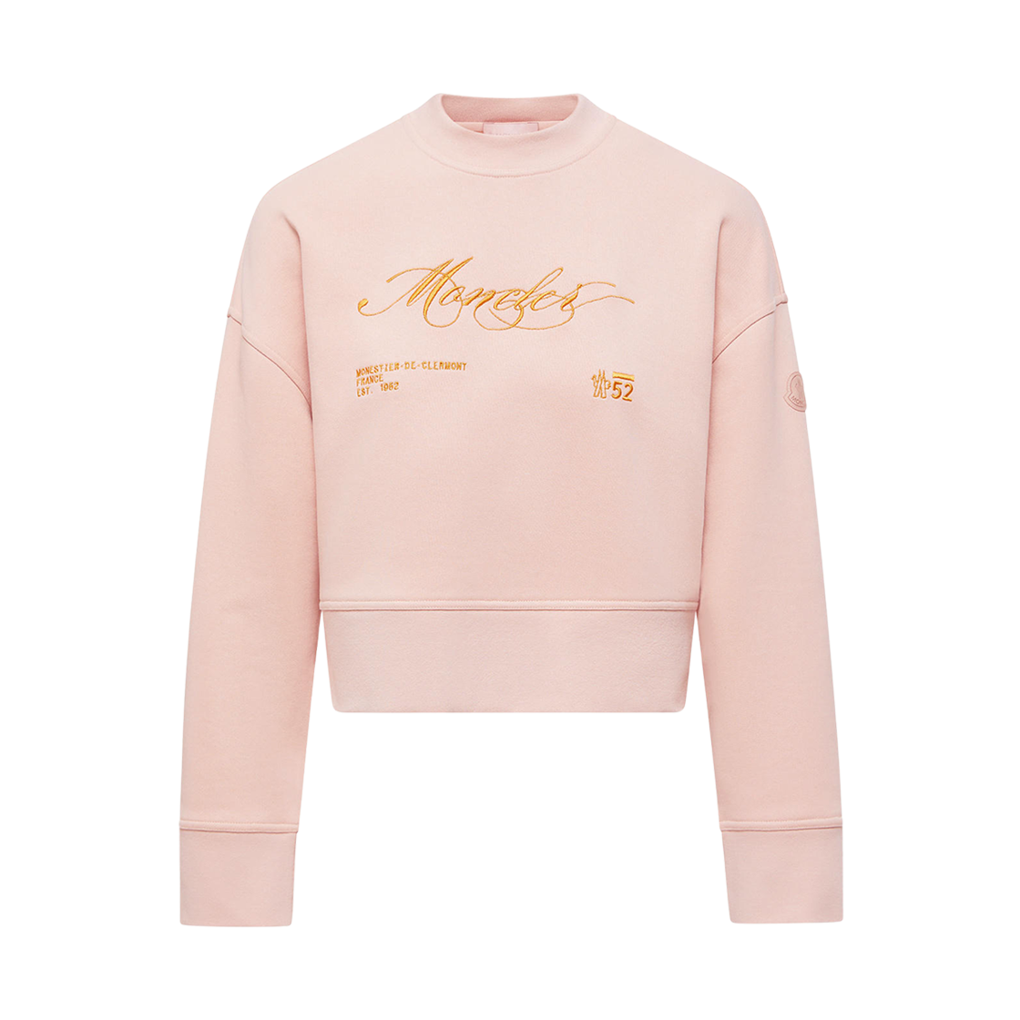 (W) 몽클레르 자수 코튼 스웨트셔츠 라이트 핑크 - 25FW((W) Moncler Embroidered Cotton Sweatshirt Light Pink - 25FW) - 1