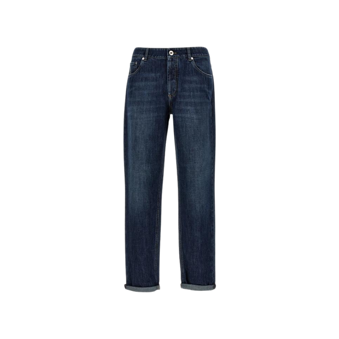 M0Z37D3210-C1468 Brunello Cucinelli Lightweight Denim Traditional Fit Five Pocket Trousers Dark Denim